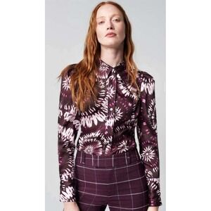 Smythe Box Pleat Shirt Plum Mandala‎ Size Small Purple Pink Blouse Chic Menswear